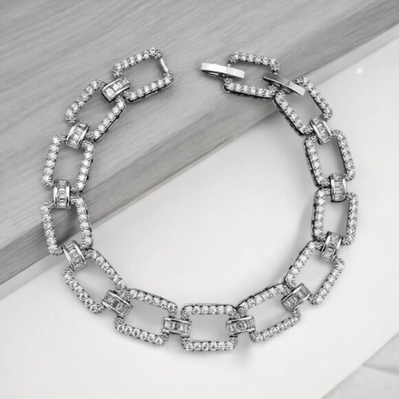 Luxury Rectangle Silver Bracelet - Picture 1 of 11